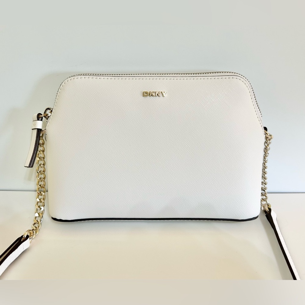 DKNY Bryant Dome Crossbody Bag Ivory w/Gold Hardware.